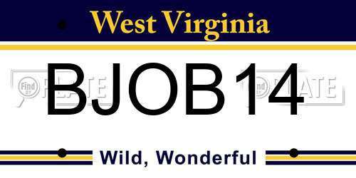 BJOB14 West Virginia License Plate