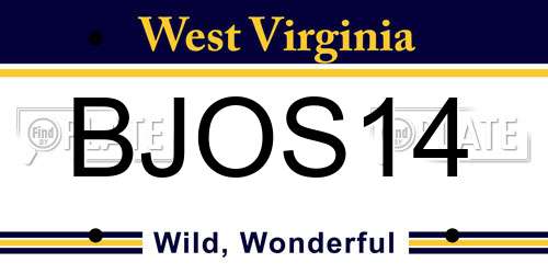 BJOS14 West Virginia License Plate