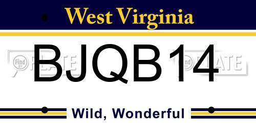 BJQB14 West Virginia License Plate