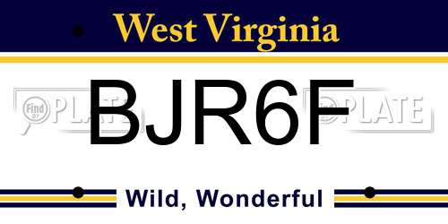 BJR6F West Virginia License Plate