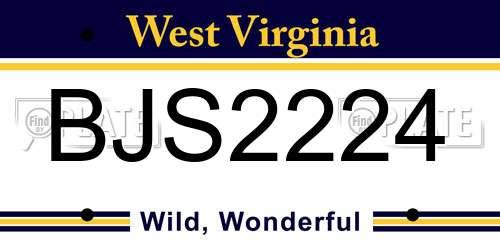 BJS2224 West Virginia License Plate