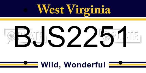 BJS2251 West Virginia License Plate