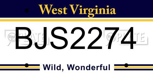 BJS2274 West Virginia License Plate