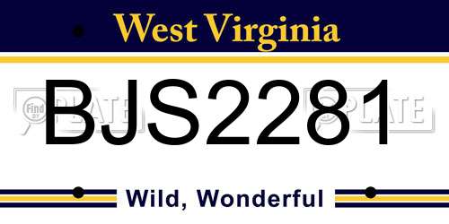 BJS2281 West Virginia License Plate