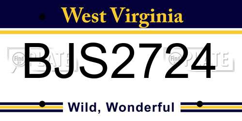 BJS2724 West Virginia License Plate