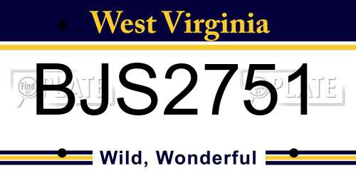 BJS2751 West Virginia License Plate