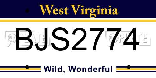 BJS2774 West Virginia License Plate