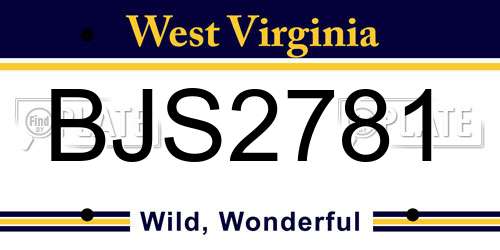BJS2781 West Virginia License Plate