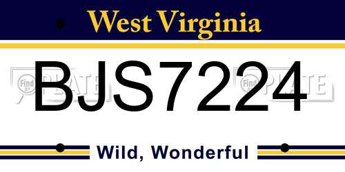 BJS7224 West Virginia License Plate
