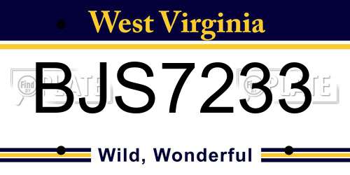 BJS7233 West Virginia License Plate