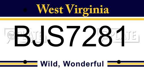 BJS7281 West Virginia License Plate