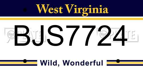 BJS7724 West Virginia License Plate