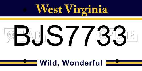 BJS7733 West Virginia License Plate