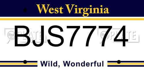 BJS7774 West Virginia License Plate