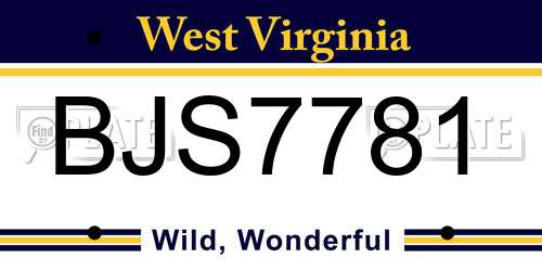 BJS7781 West Virginia License Plate