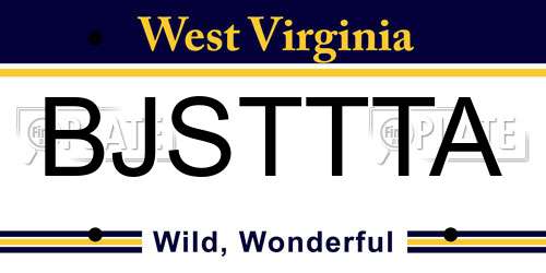 BJSTTTA West Virginia License Plate