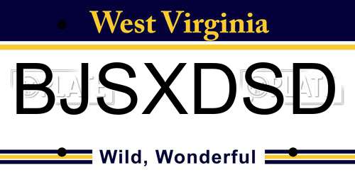 BJSXDSD West Virginia License Plate