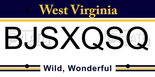 BJSXQSQ West Virginia License Plate