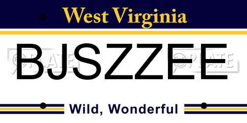 BJSZZEE West Virginia License Plate
