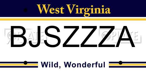BJSZZZA West Virginia License Plate