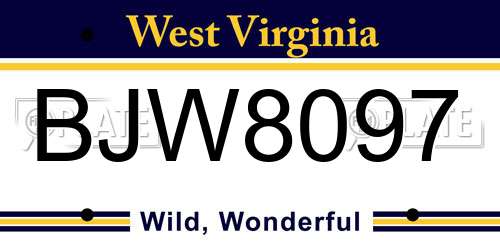 BJW8097 West Virginia License Plate