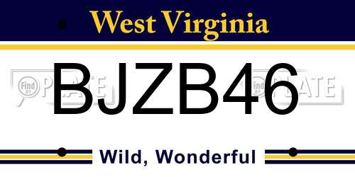 BJZB46 West Virginia License Plate