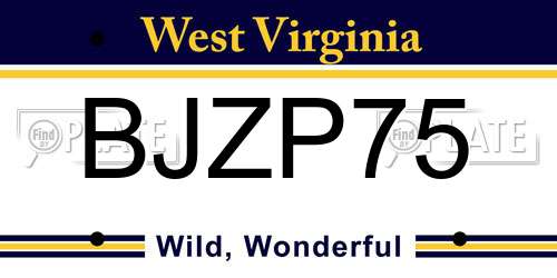 BJZP75 West Virginia License Plate