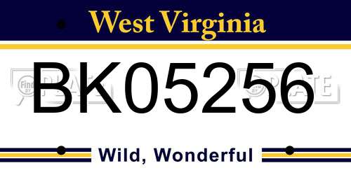 BK05256 West Virginia License Plate