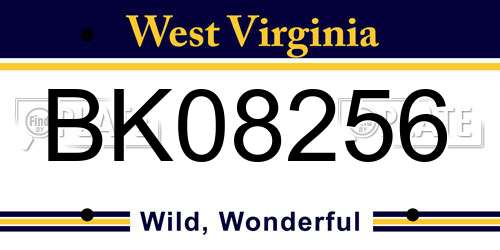BK08256 West Virginia License Plate