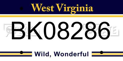 BK08286 West Virginia License Plate