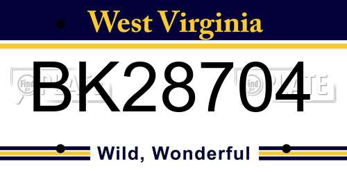 BK28704 West Virginia License Plate