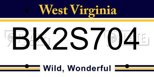 BK2S704 West Virginia License Plate