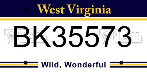 BK35573 West Virginia License Plate