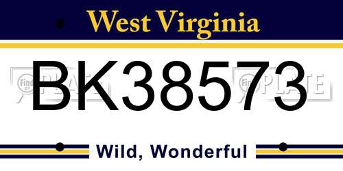 BK38573 West Virginia License Plate