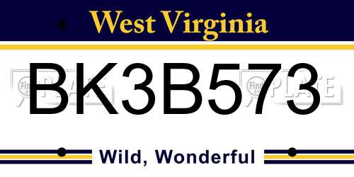 BK3B573 West Virginia License Plate
