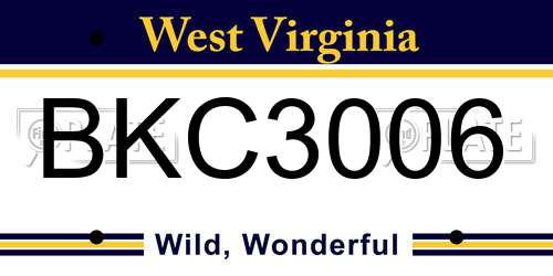 BKC3006 West Virginia License Plate