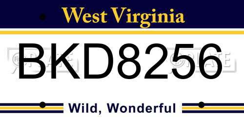 BKD8256 West Virginia License Plate