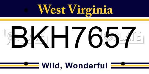 BKH7657 West Virginia License Plate