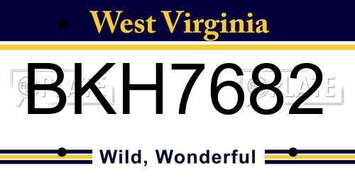BKH7682 West Virginia License Plate