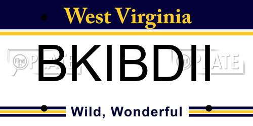 BKIBDII West Virginia License Plate