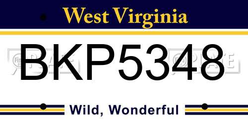 BKP5348 West Virginia License Plate