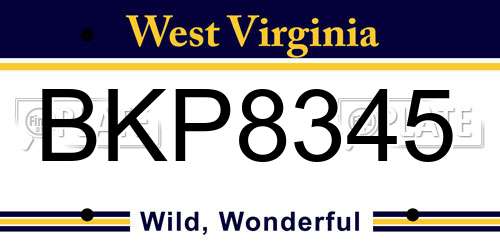 BKP8345 West Virginia License Plate