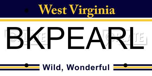 BKPEARL West Virginia License Plate