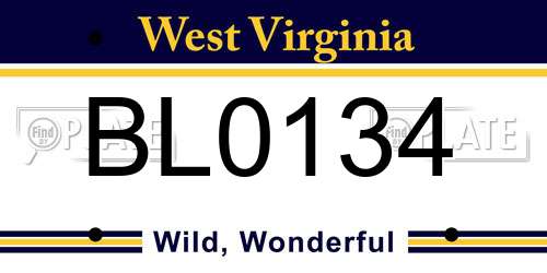 BL0134 West Virginia License Plate