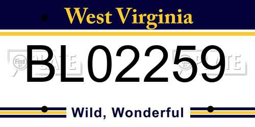 BL02259 West Virginia License Plate
