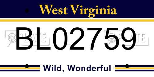 BL02759 West Virginia License Plate