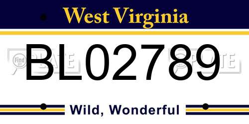 BL02789 West Virginia License Plate