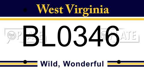 BL0346 West Virginia License Plate