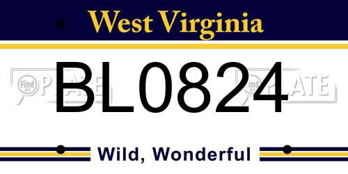 BL0824 West Virginia License Plate