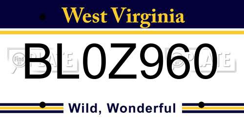 BL0Z960 West Virginia License Plate